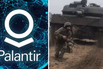 Logo Palantir và hình ảnh người lính Ukraine cùng xe tăng Leopard 2. Ảnh: MW.