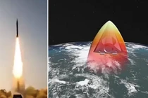 Hình ảnh được cho là vụ phóng Fattah-2 và phương tiện lượn siêu thanh đang bay (đồ họa). Ảnh: MW.