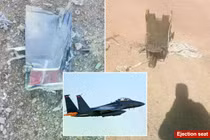 Những hình về chiến đấu cơ F-15, mảnh vỡ và ghế ngồi sau khi gặp nạn. Ảnh: NYPost.