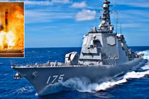 Tàu khu trục lớp Kongo và một vụ phóng tên lửa Tomahawk. Ảnh: MW.