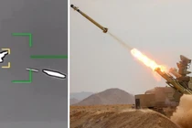 Hệ thống phòng không Majid được phóng và máy bay F-35 của Mỹ ngay trước khi va chạm. Ảnh: MW.