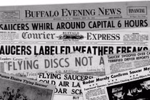 Hàng loạt bài báo đề cập tới UFO từng được đăng trên trang nhất các tờ báo thời bấy giờ. Ảnh: CNN.