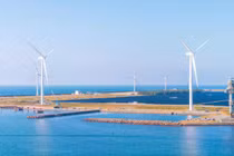 Máy phát điện tuabin gió dùng cho năng lượng tái tạo tại thị trấn Sakata, Nhật Bản. Ảnh: Getty.