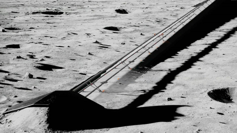 Mô phỏng hệ thống máy gia tốc khối lượng điện từ trên Mặt Trăng. Ảnh: SpaceX