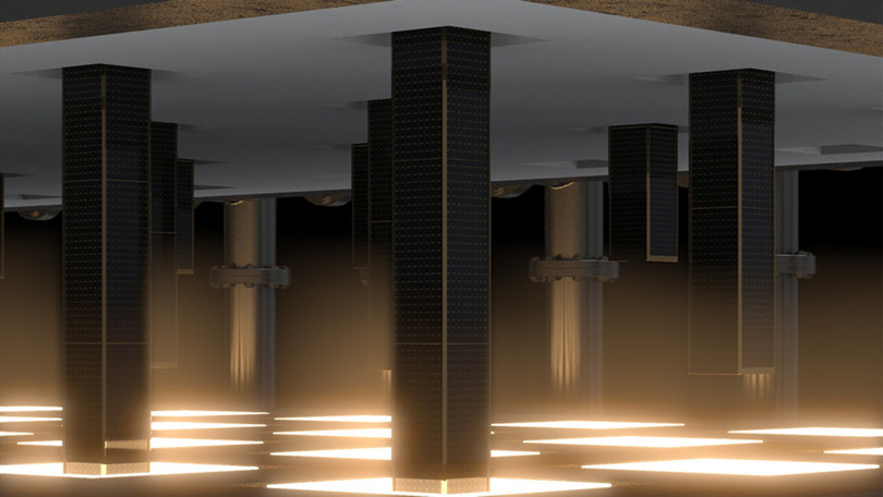 Trong hệ thống pin nhiệt của Fourth Power, các thanh năng lượng quang nhiệt (TPV) có thể được di chuyển ra vào vùng ánh sáng; giúp hệ thống phản ứng nhanh chóng và linh hoạt trước các nhu cầu biến động của lưới điện. Ảnh: Courtesy of Fourth Power.