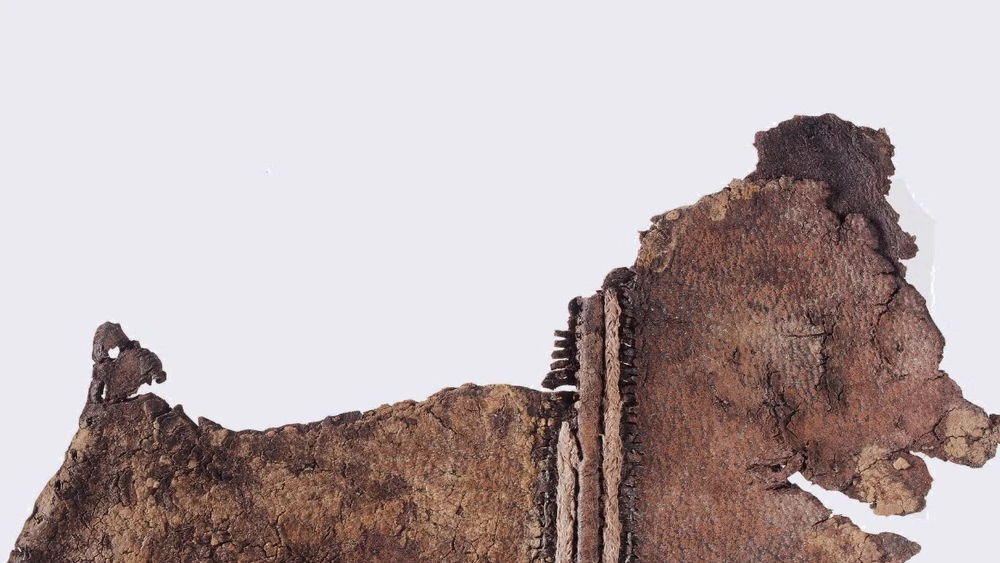 Hai mảnh da được khâu với nhau là trang phục cổ xưa nhất từng được phát hiện. Ảnh: Getty.