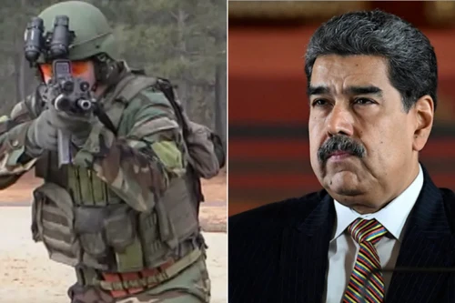 Hình ảnh một binh sĩ thuộc lục lượng Delta Force và Tổng thống Venezuela Nicolas Maduro. Ảnh: Getty.