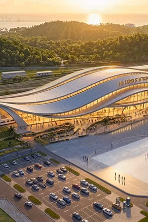 Điểm cuối tại ga Hạ Long (Khu công viên rừng Globe Hạ Long, Vinhomes Global Gate Hạ Long, Quảng Ninh).