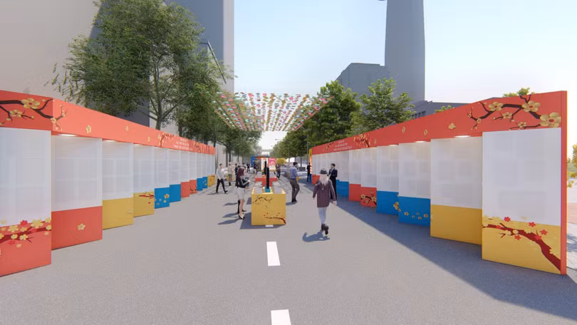 Thiết kế cho triển lãm tư liệu, sách và hình ảnh chào mừng kỷ niệm 90 thành lập Đảng Cộng sản Việt Nam tại khu vực phố Nguyễn Huệ