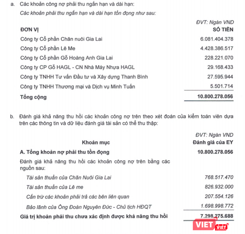 1.700 tỷ đồng công nợ phải thu của HAGL được “bầu” Đức bảo lãnh (Nguồn: HAG)