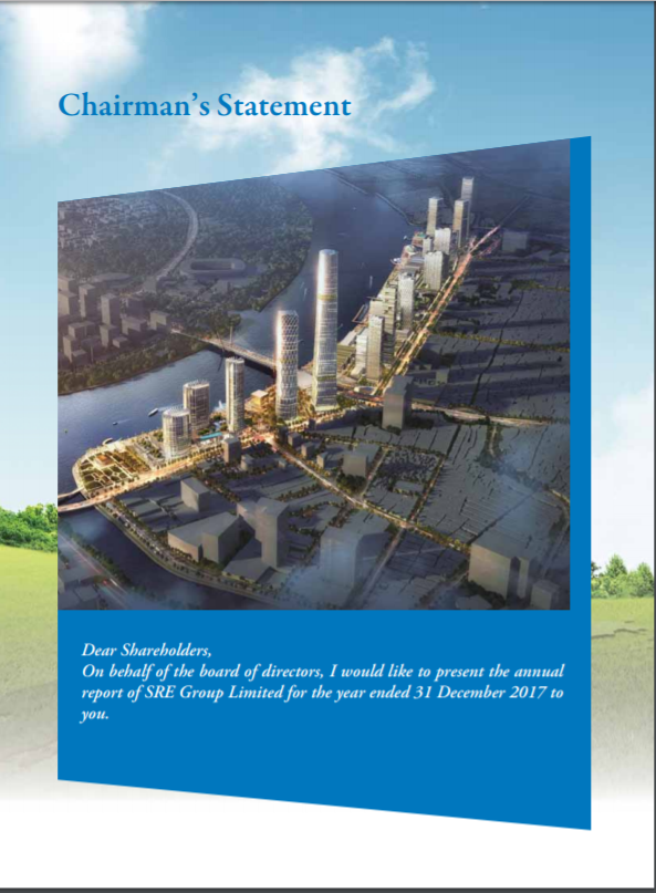 SRE Group Limited có lấy ngẫu nhiên bức hình trên để minh họa cho Chairman’s Statement? (Ảnh chụp báo cáo thường niên 2017 của SRE Group Limited)