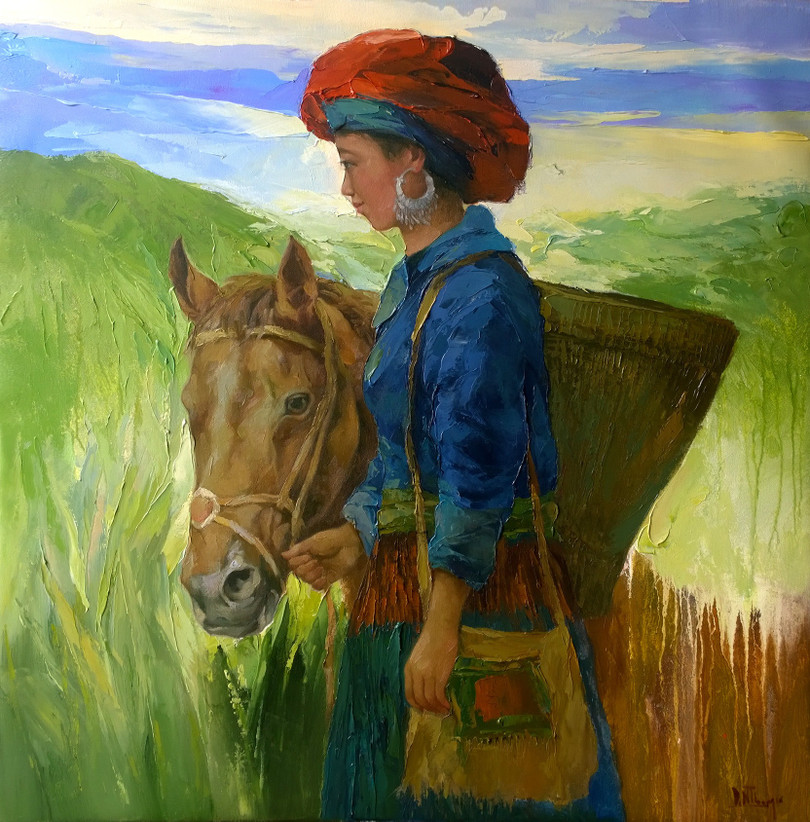 Vẻ đẹp trong trẻo trong tranh họa sĩ Đinh Ngọc Thắng thu hút người xem