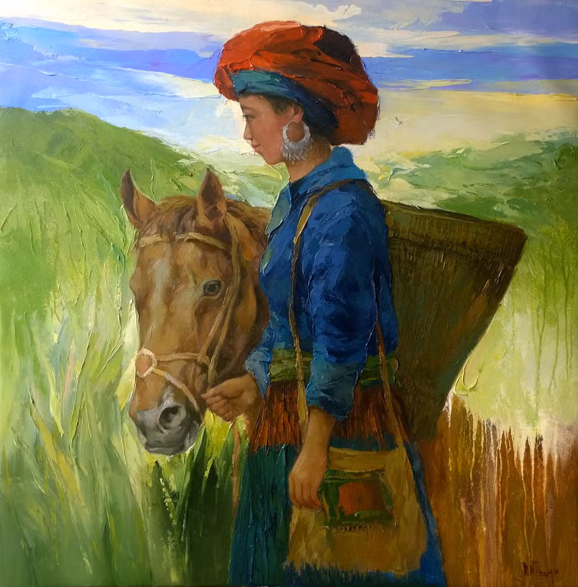 Vẻ đẹp trong trẻo trong tranh họa sĩ Đinh Ngọc Thắng thu hút người xem