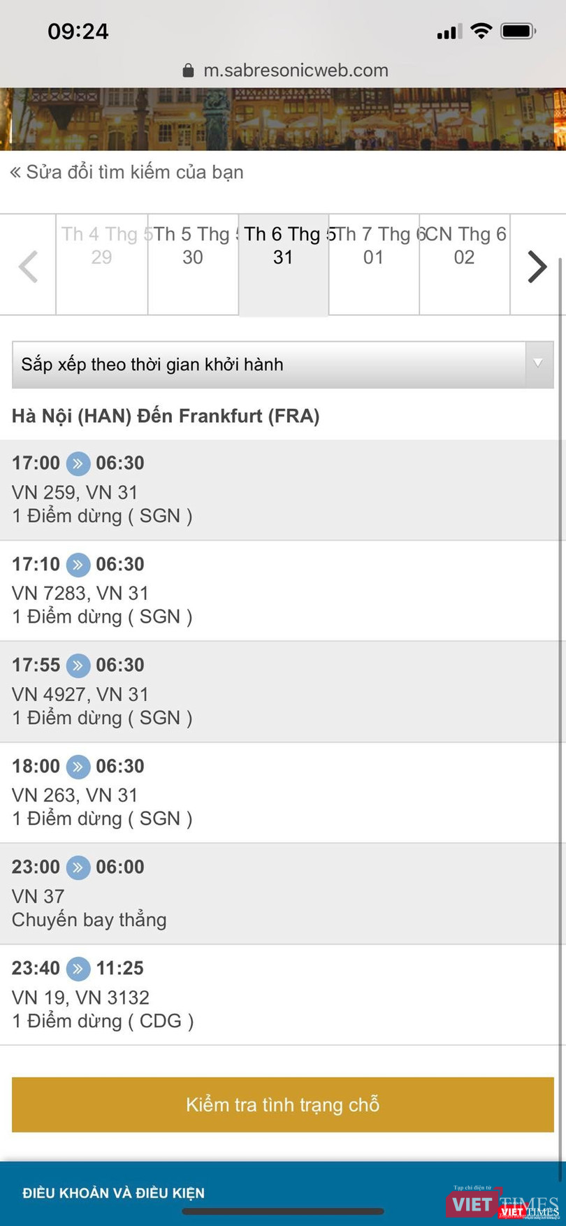 Ảnh chụp màn hình website của VNA. Ảnh chụp màn hình website của VNA.