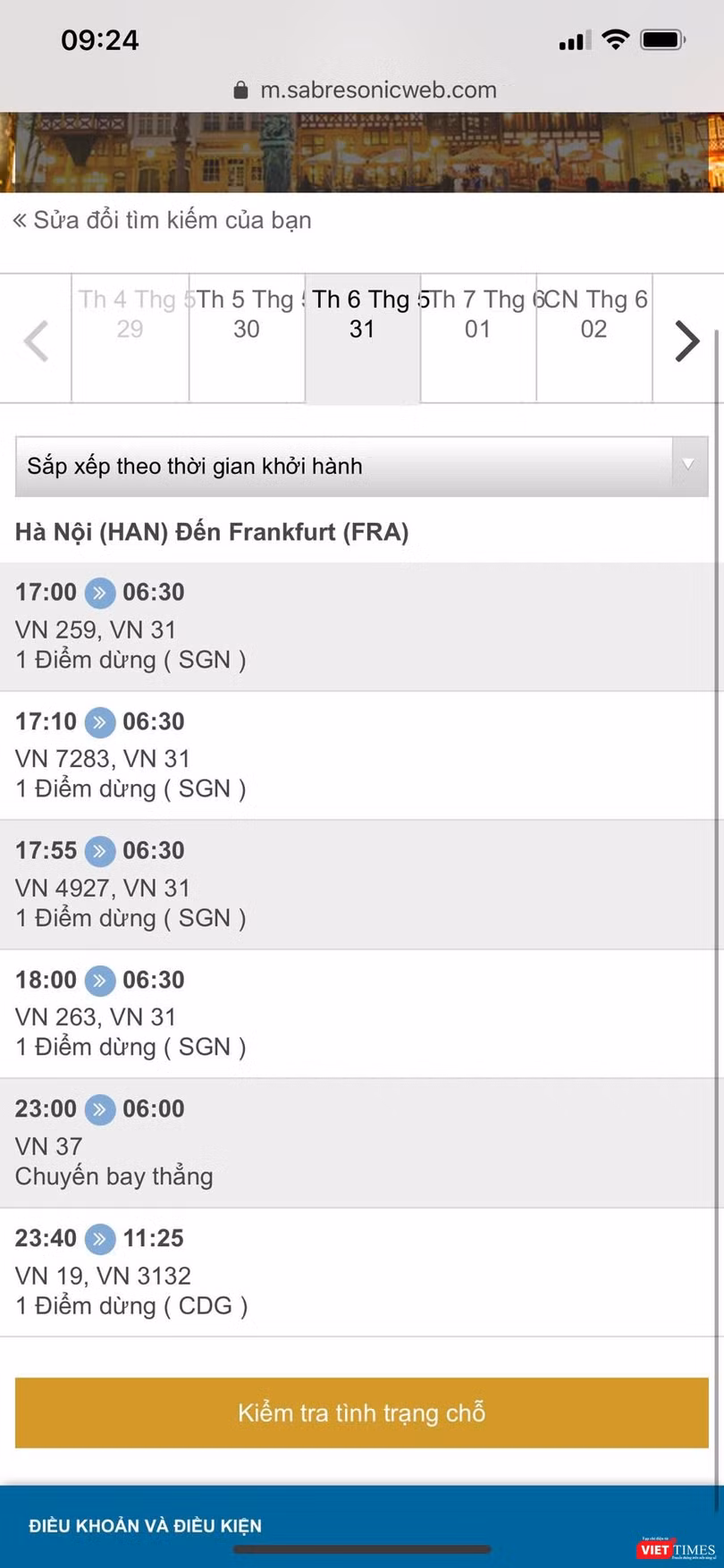 Ảnh chụp màn hình website của VNA. Ảnh chụp màn hình website của VNA.