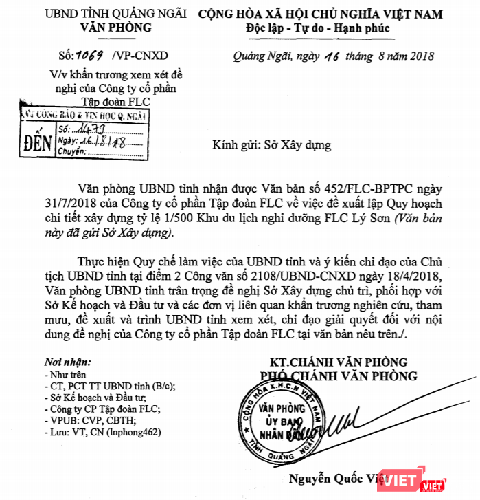 FLC đã đề xuất lập quy hoạch chi tiết tỷ lê xây dựng 1/500 Khu du lịch nghỉ dưỡng FLC Lý Sơn. FLC đã đề xuất lập quy hoạch chi tiết tỷ lê xây dựng 1/500 Khu du lịch nghỉ dưỡng FLC Lý Sơn.