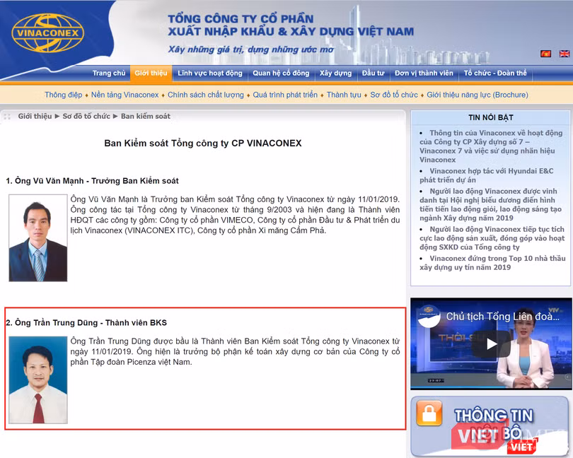 Ông Trần Trung Dũng - Thành viên BKS Vinaconex - được cho là "người của Hùng Túy".