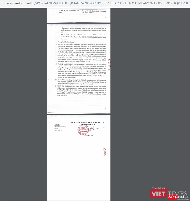 Bản công bố thông tin về đợt phát hành trái phiếu của Him Lam Land "bất ngờ" bị lạc mất 2 trang quan trọng. (ảnh chụp màn hình) Bản công bố thông tin về đợt phát hành trái phiếu của Him Lam Land "bất ngờ" bị lạc mất 2 trang quan trọng. (ảnh chụp màn hình)