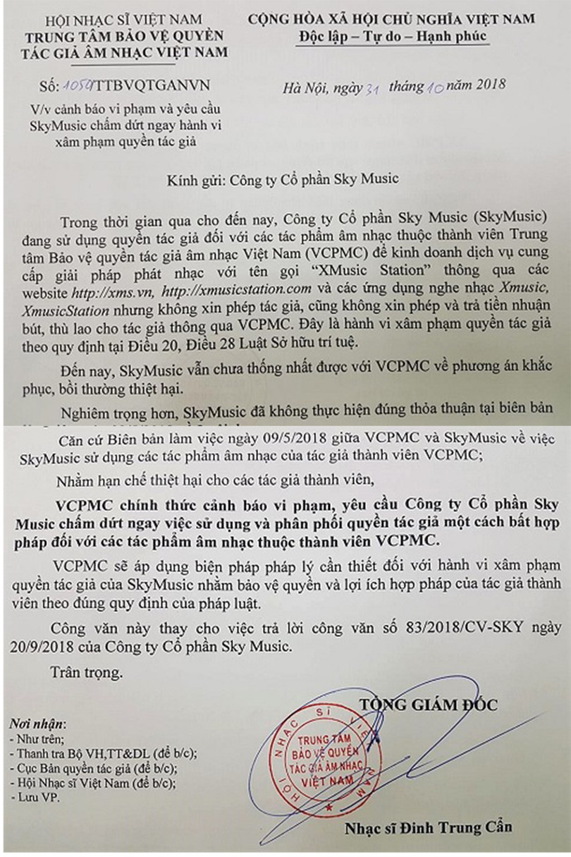 Tuyên bố mạnh mẽ của VCPMC về việc đòi lại công lý. Tuyên bố mạnh mẽ của VCPMC về việc đòi lại công lý.