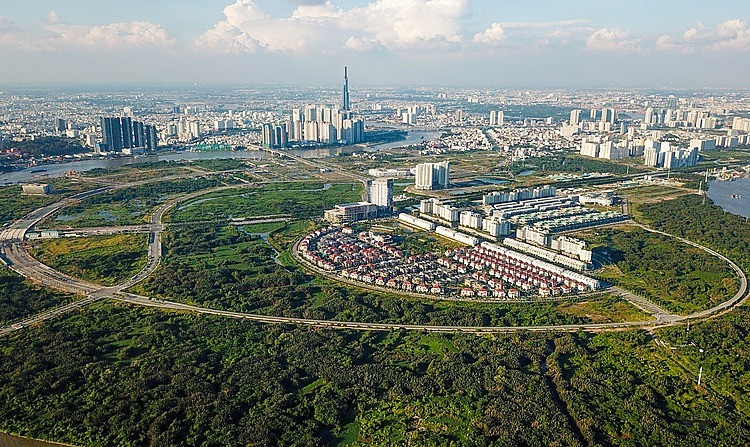 KĐTM Thủ Thiêm nhìn từ trên cao. Ảnh: Quỳnh Trần. Khu đô thị mới Thủ Thiêm nhìn từ trên cao. Ảnh: Quỳnh Trần