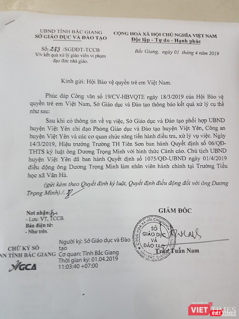 Công văn số 283 về việc xử lý giáo viên vi phạm đạo đức nhà giáo