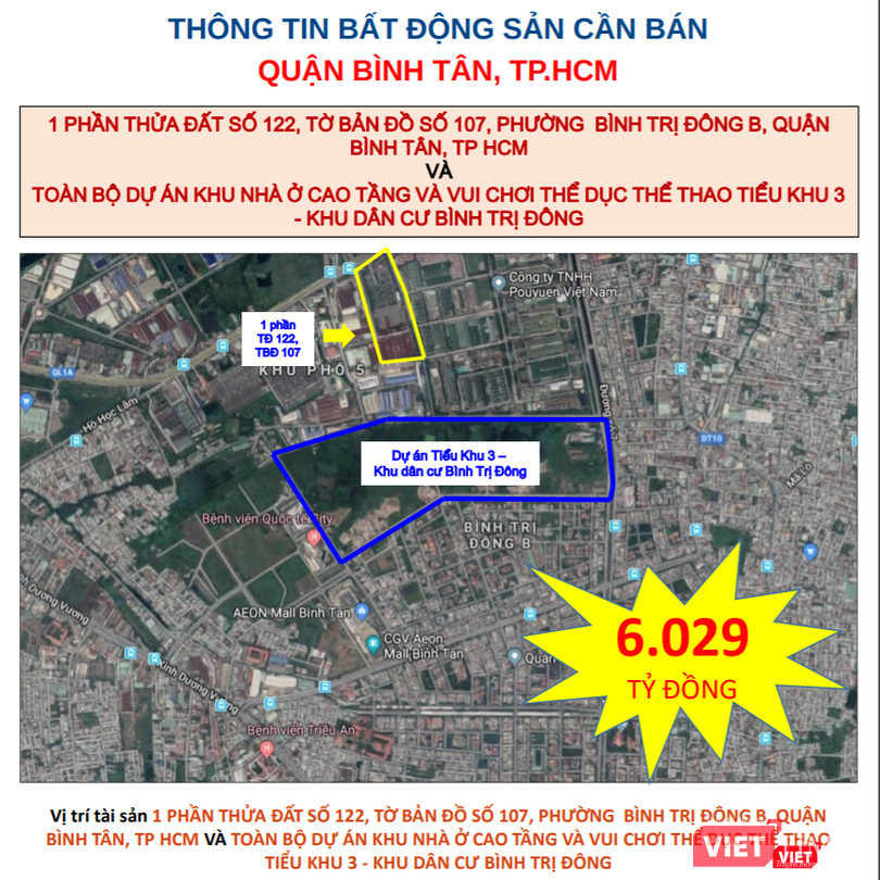 Thông báo bán đấu giá tài sản của Sacombank.