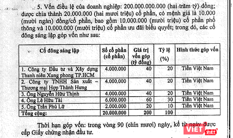 Cơ cấu sáng lập ban đầu của Saigon NIC.