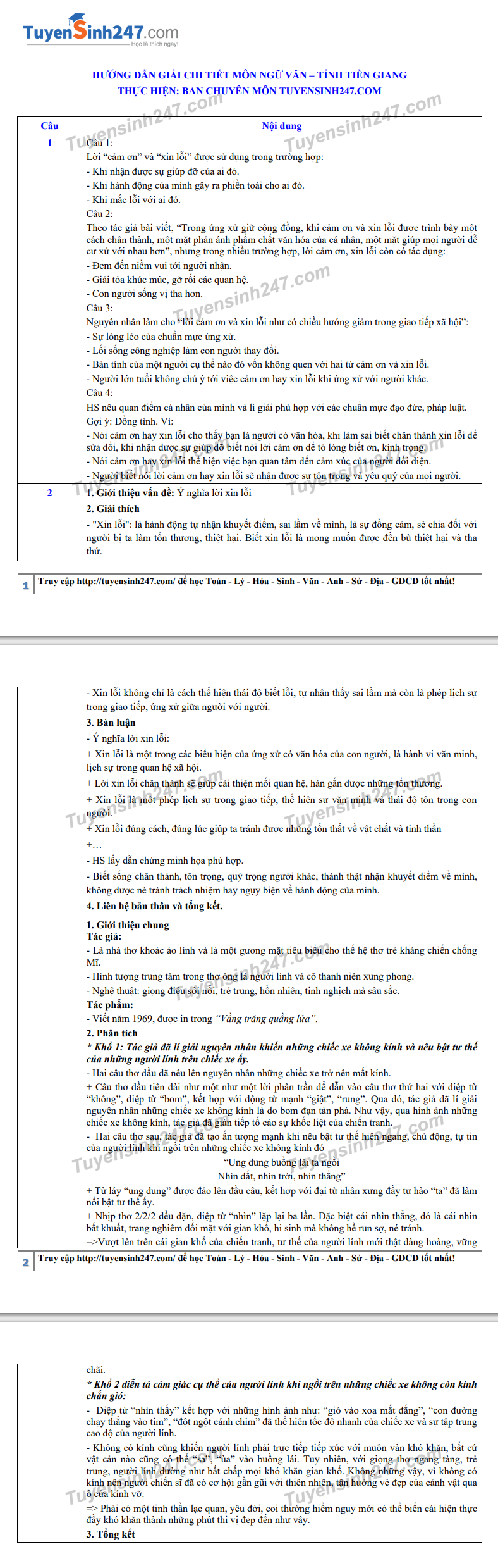 Đáp án tham khảo