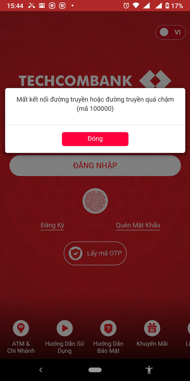 Dịch vụ ngân hàng điện tử của Techcombank lại gặp sự cố, gọi đến đường dây nóng cũng không thể kết nối - Ảnh 1. Dịch vụ ngân hàng điện tử của Techcombank lại gặp sự cố, gọi đến đường dây nóng cũng không thể kết nối - Ảnh 1.