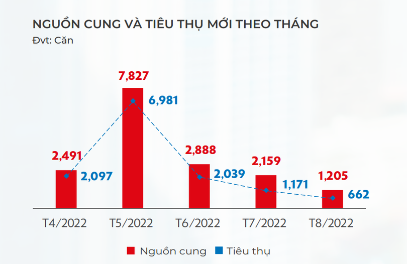 Nguồn cung và tiêu thụ mới theo tháng toàn vùng (Nguồn: DKRA Group)