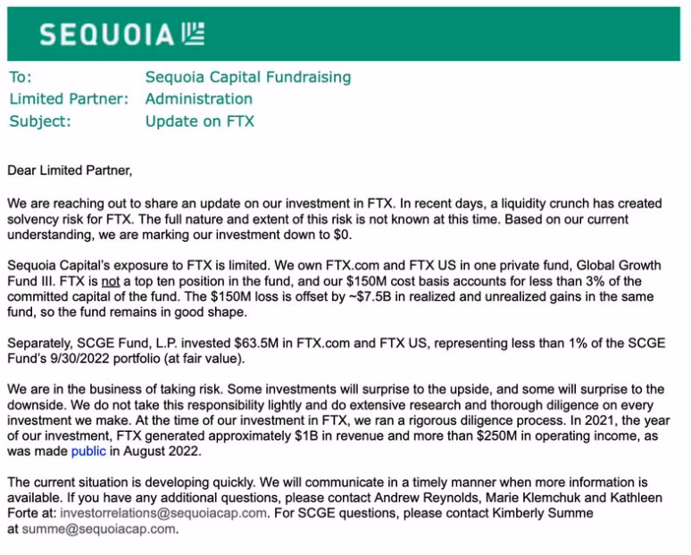 Bức thư Sequoia Capital gửi tới các nhà đầu tư ngày 10/11