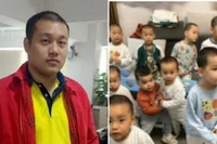 Tỷ phú Từ Ba và một số bé trai được cho là con ông ta. Ảnh: 