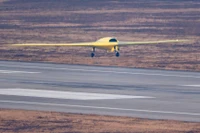 Đài Truyền hình trung ương Trung Quốc tuyên bố: Chiếc CH-7 đã bay thử chuyến đầu tiên. Ảnh: Sina. 