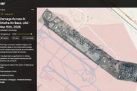 Ảnh của SoarAtlas về thiệt hại của căn cứ không quân Al Dhafra, UAE. Ảnh: QQnews.