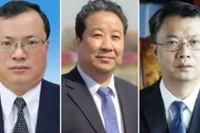 Ba lãnh đạo các tập đoàn công nghiệp quốc phòng bị bãi bỏ tư cách đại biểu Quốc hội: La Kỳ, Chu Tân Dân, Lưu Thương Lý (từ trái qua). Ảnh: Guancha.