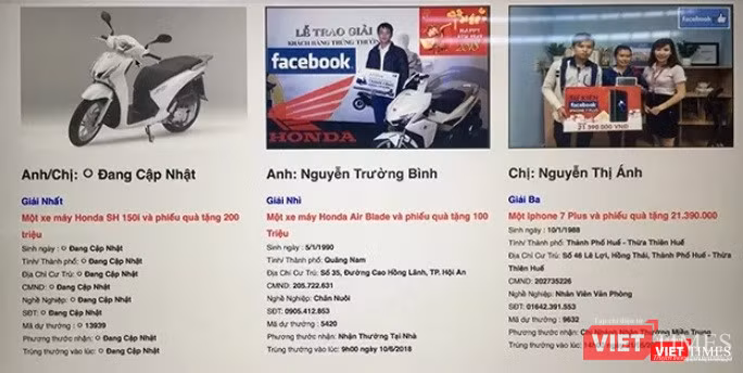 Giao diện một website kinh doanh lừa đảo.