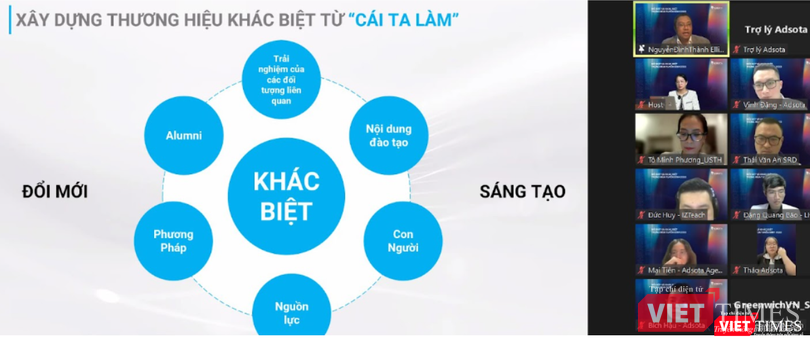 Ông Nguyễn Đình Thành cho rằng, các trường nên liên tục làm mới những giá trị vốn có và tận dụng nó trở thành "lợi điểm bán hàng độc nhất".