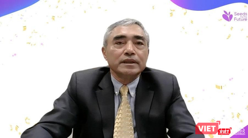 Ông Nguyễn Minh Hồng - Chủ tịch Hội Truyền thông số Việt Nam - phát biểu trực tuyến tại sự kiện.