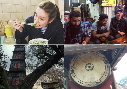 Các thành viên trong đoàn phim "Kong: Skull Island" liên tục chia sẻ hình ảnh về ẩm thực và các thắng cảnh Việt Nam trên mạng xã hội.