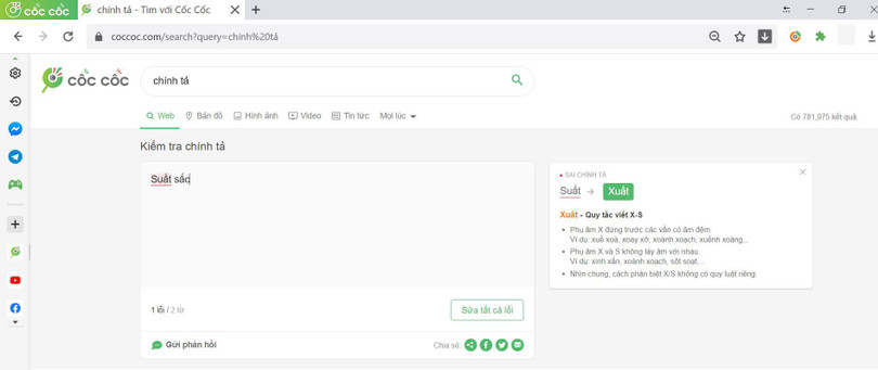Tính năng “kiểm tra chính tả” của Cốc Cốc.