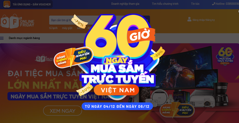 Chương trinh "60 giờ mua sắm trực tuyến Việt Nam 2020” kéo dài tới 12h ngày 6/12.