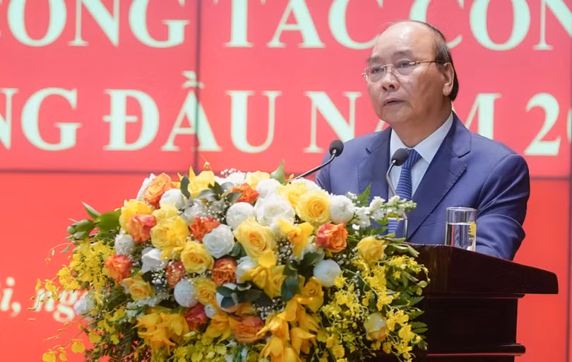 Thủ tướng Nguyễn Xuân Phúc phát biểu tại Hội nghị sơ kết công tác Công an 6 tháng đầu năm 2020. Ảnh: VGP.