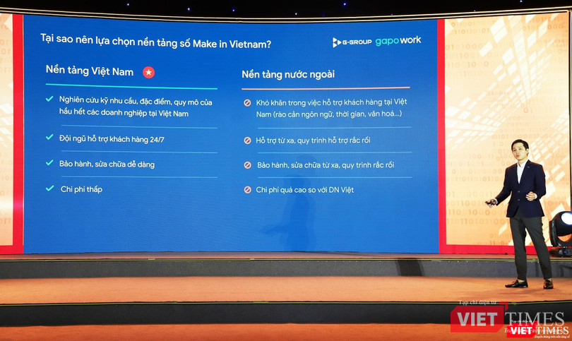 Ông Hà Trung Kiên - Tổng Giám đốc của mạng xã hội Gapo - nêu lý do vì sao nên chọn nền tảng số Make in Vietnam.