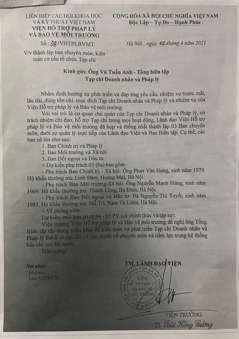 Quyết định thành lập các ban chuyên môn