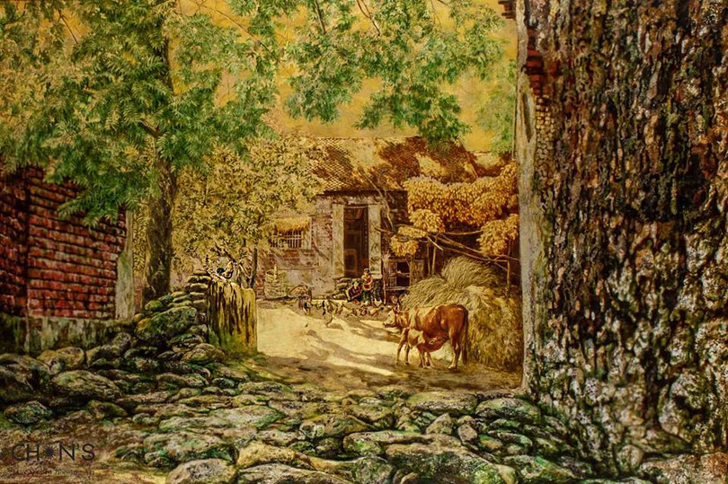 "Quê ngoại” tranh của Lưu Hoàng - tác phẩm tiêu biểu của trào lưu sơn mài hiện thực. 