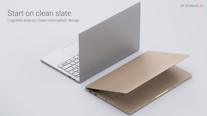 Mi Notebook Air có 2 màu: vàng ánh kim và màu bạc