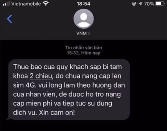 Nội dung tin nhắn lừa đảo. Ảnh: Cục CT&amp;BVNTD
