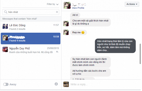 Một mẩu hội thoại xin những ý trong đề Ngữ văn xuất hiện tối qua trên trang“Văn học và những cảm nhận” được chụp lại màn hình.