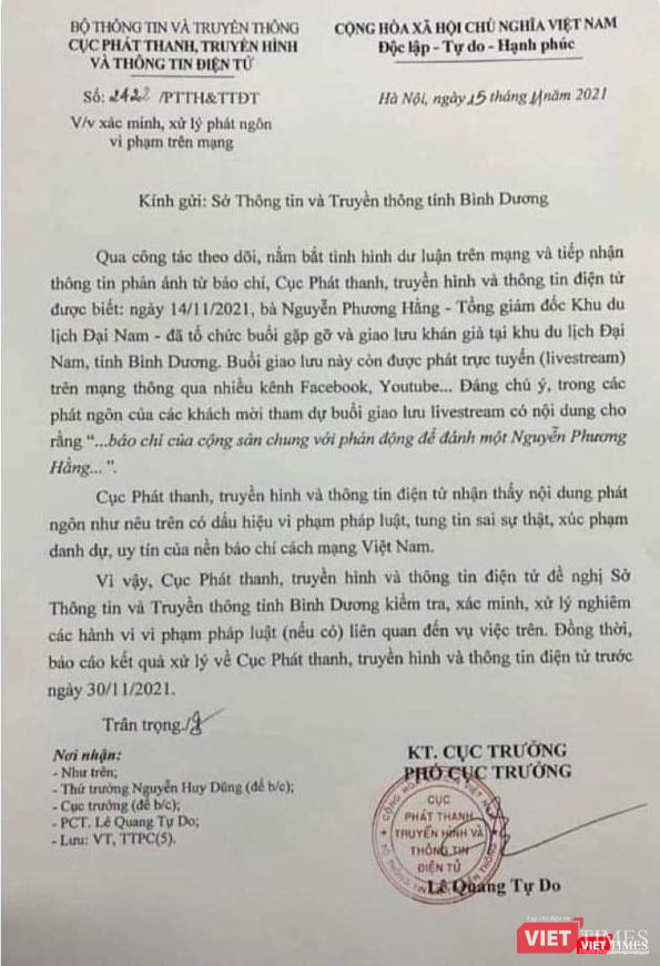 Văn bản của Cục Phát thanh truyền hình và Thông tin điện tử