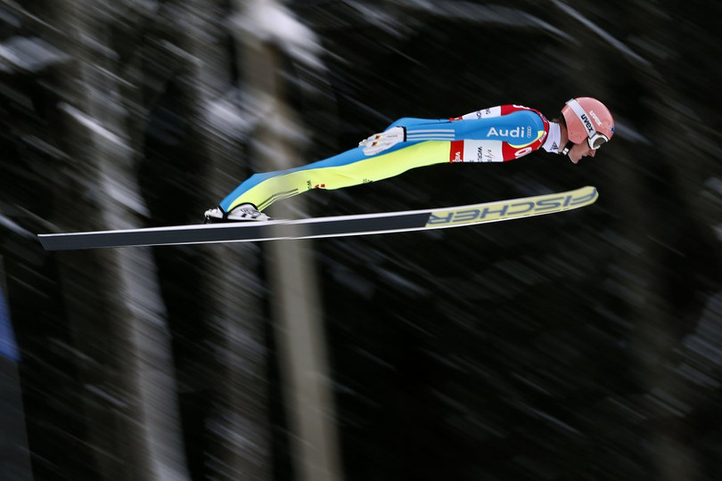 Phần thi của Severin Freund (Đức) trong cạnh tranh trong giải Vô địch trượt tuyết thế giới tại Bad Mitterndorf, Áo.